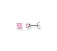 Thomas Sabo Pendientes de plata de ley 925 con piedras rosas, altura de 6 mm, H2174-051-9, 6mm, Plata, Sin piedra preciosa
