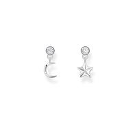Thomas Sabo Pendientes de plata de ley 925, diseño de luna y estrella, H2293-051-14, talla única, Plata de ley, Circonia cúbica