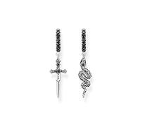 Thomas Sabo Pendientes de serpiente y espada para mujer en color plata de ley 925 ennegrecida con circonitas, tamaño: 35 x 8 mm, CR713-643-11, 35x8 mm, Plata de ley, Circonia cúbica 1