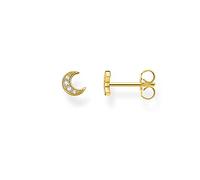 THOMAS SABO Pendientes Individuales con Pavé de Luna y Plata Chapada en Oro H2133-414-14, Oro Amarillo