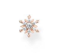 THOMAS SABO Pendientes Individuales Copo de Nieve con Piedras Blancas Plata Chapada en Oro H2260-416-14, Oro Rosa