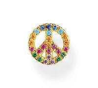 THOMAS SABO Pendientes Individuales Peace Plata Chapada en Oro H2218-488-7, Oro/Multicolor