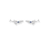 Thomas Sabo Pendientes para mujer con diseño de delfines en color plata de ley 925 con circonitas, tamaño: 7 x 19 mm, H2232-644-1, 7x19 mm, Plata de ley, Circonia cúbica 1