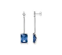 Thomas Sabo Pendientes para mujer en color plata de ley 925 con circonita azul oscuro, tamaño: 32 x 9 mm, H2176-166-1