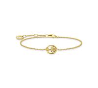 Thomas Sabo Pulsera Árbol Del Amor con Piedras Plata Bañada en Oro A2041-414-14-L19V, 16-19 cm, Oro Amarillo