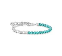 THOMAS SABO Pulsera con Cuentas Azules Plata de Ley 925 A2098-404-17-L17, 14-17 cm, Turquesa