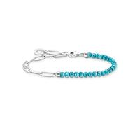 THOMAS SABO Pulsera con Cuentas Azules Plata de Ley 925 A2099-404-17-L14, 14 cm, Turquesa