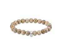 Thomas Sabo Pulsera con cuentas de jaspe de margarita, plata 925 reciclada, X0293-014-16-L19