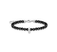 THOMAS SABO Pulsera con Cuentas Negras Plata de Ley 925 A2097-130-11-L19V, 16-19 cm, Negro