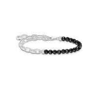 THOMAS SABO Pulsera con Cuentas Negras Plata de Ley 925 A2098-130-11-L19, 16-19 cm, Negro