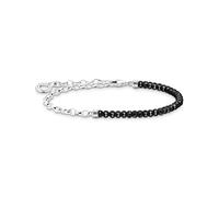 THOMAS SABO Pulsera con Cuentas Negras Plata de Ley 925 A2100-130-11-L19, 19 cm, Negro