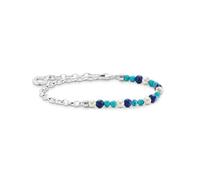 THOMAS SABO Pulsera con Piedras Azules y Perlas Plata de Ley 925 A2100-056-7-L17, 17 cm, Azul