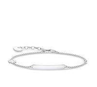 Thomas Sabo - Pulsera con Placa, Pulsera con Placa con Trébol y Piedra Blanca