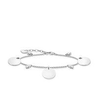 THOMAS SABO Pulsera con tres monedas y piedras blancas de plata, Anhänger: 1,3 x 1,3 cm, Plata de ley, No aplicable
