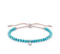 Thomas Sabo Pulsera Cuentas de Turquesa con Piedra Blanca Plata de Ley 925 A1987-905-17-L20V, 13-20 cm, Turquesa