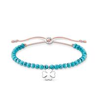 THOMAS SABO Pulsera Cuentas de Turquesa con Trébol de Plata de Ley 925 A1983-905-17-L20V, 13-20 cm