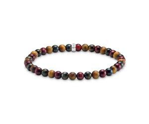 Thomas Sabo Pulsera de obsidiana y ojo de tigre reciclada de plata 925 negra A2196-806-11-L21