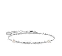 THOMAS SABO Pulsera de piedras blancas de plata de ley 925, 16-19 cm de longitud