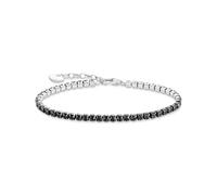 THOMAS SABO Pulsera de tenis de corte redondo con circonitas negras, tamaño 18-21 cm
