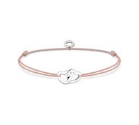 Thomas Sabo - Pulsera en Nailon con Abalorios, Pulsera Beige con Abalorios de Corazones Enlazados