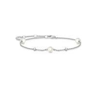 THOMAS SABO Pulsera para mujer con perlas blancas de plata de ley 925 A2038-167-14-L19V, Eine Grösse, Plata de ley, Circonita cúbica
