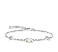 THOMAS SABO Pulsera para mujer de plata de ley 925 con perlas y estrellas