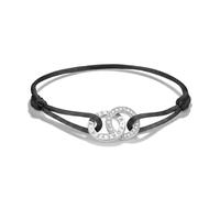Thomas Sabo Pulsera textil Together negra con circonia, 14-24 cm