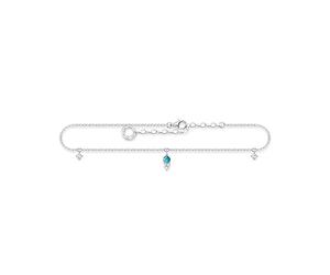 THOMAS SABO Sabo AK0026-405-17-L27V - Tobillera para mujer con piedra turquesa, talla única, Plata, Circonita cúbica
