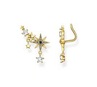 THOMAS SABO Sabo Ear Climber Royalty - Pendientes con piedras de plata de ley 925, chapado en oro amarillo 750, tamaño: aprox. 1,5 cm x 1,8 cm, H2223-959-7, 1,8cm, Plata, Circonia cúbica