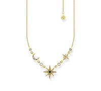 THOMAS SABO Sabo KE2119-959-7-L45V - Cadena de plata de ley 925 con diseño de estrella y luna, chapado en oro amarillo 750, longitud: 40 cm - 45 cm, 45cm, Plata, Circonia cúbica