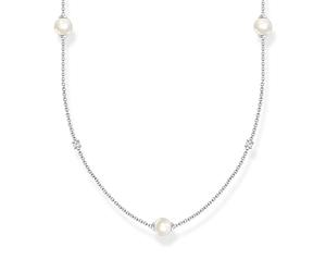 THOMAS SABO Sabo KE2125-167-14-L90V - Cadena con perlas cultivadas en agua dulce, circonitas blancas, talla única, Plata esterlina, Cubic Zirconia