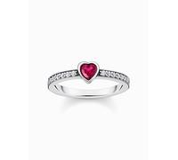Thomas Sabo TR2448-640-10-56 Anillo solitario de plata con piedra roja + circ...