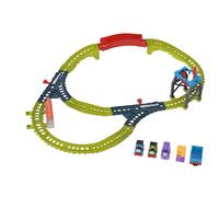 Thomas y Sus Amigos Circuito Trabajo en Equipo, Conjunto de 2 Metros de Pistas para Trenes de Juguete, Incluye 3 locomotoras, +3 años (HVX61)