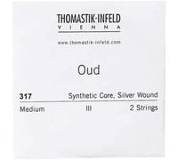 Thomastik Cuerda 2x Re núcleo sintético multifilamento, alambre de cobre plateado, enrollado 317 para Oud Àrabe juego 315A, 315B
