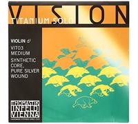 Thomastik Cuerda para violín 4/4 Vision Titanium Solo - cuerda Re núcleo sintético, entorchado en plata pura, medio