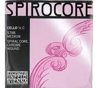 Thomastik Cuerda para Violonchelo 1/2 Spirocore - cuerda Do núcleo flexible en espiral, entorchado cromo, medio