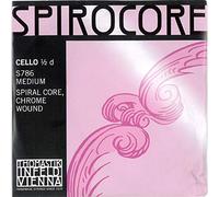 Thomastik Cuerda para Violonchelo 1/2 Spirocore - cuerda Re núcleo flexible en espiral, entorchado cromo, medio