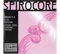 Thomastik Cuerda para Violonchelo 3/4 Spirocore - cuerda Re núcleo flexible en espiral, entorchado cromo, medio