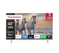 THOMSON 43 Pulgadas (109 cm) UHD Blanco Smart TV (WLAN, HDR, sintonizador Triple DVB-C/S2/T2, Control de Voz) - 43UA5S13W-2023