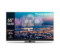 THOMSON 55 Pulgadas (139cm) QLED Plus Google Smart TV, Wi-Fi, Dolby Vision IQ, Dolby Atmos, HDR10, Bluetooth 5.1, Triple-Tuner (Cable/Satélite/Antena), HDMI, Ci+, A+ Panel - 55QG6C14