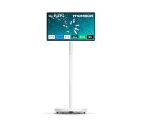 THOMSON Go Plus Pro Pantalla Táctil Inteligente 27 Pulgadas (69 cm) FHD, Android, Control por Voz, Hotspot, Cámara 5MP, Subwoofer, WiFi 6, Bluetooth, Batería 4 Horas, Soporte Portátil - Blanco