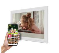 Thomson Marco de Fotos de 15 Pulgadas Blanco - 39,6 cm, 1920 x 1080 FHD IPS, Pantalla táctil, 32 GB, Rotación automática, Conexión multiusuario, WLAN, Montaje en Soporte o en Pared, iOS, Android