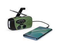 Radio de emergencia portátil solar Thomson RT260, 2000mAh, USB-C, AM/FM/MW, linterna LED, IPX3, Verde