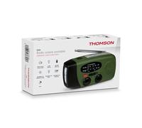 Thomson RT260 - Radio Solar de Emergencia FM/AM con Manivela, Portátil, Función Powerbank Solar 2000mAh, Linterna sin Pilas con Dinamo LED, botón SOS, Doméstica y de Camping