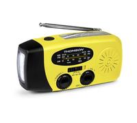 Thomson RT260Y - Radio Solar de Emergencia, FM/Am con Manivela, Portatil, Función Powerbank Solar 2000mAh, Linterna sin Pilas con Dinamo LED, botón SOS, Doméstica y de Camping, Amarillo