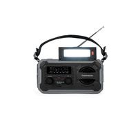 Thomson RT280G - Radio Solar de Emergencia FM/Am con Manivela, Portátil, Función Powerbank Solar 8000 mAh, Recargable USB-C, Linterna, luz de Lectura LED sin Pilas con Dinamo, Gris