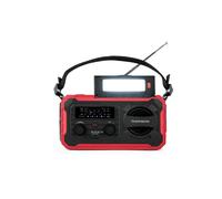 Thomson RT280R - Radio Solar de Emergencia FM/Am con Manivela, Portátil, Función Powerbank Solar 8000 mAh, Recargable USB-C, Linterna, luz de Lectura LED sin Pilas con Dinamo, Rojo