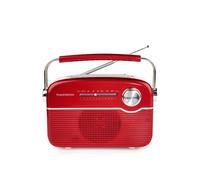 Thomson RT450BTR - Radio FM con Bluetooth y Carga Solar, Antena telescópica, Toma USB-C para Carga, Cable Incluido, Toma AUX 3,5mm, Rojo