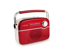 Thomson RT450BTR - Radio FM con Bluetooth y Carga Solar, Antena telescópica, Toma USB-C para Carga, Cable Incluido, Toma AUX 3,5mm, Rojo