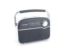 Thomson RTS450BTG - Radio FM con Bluetooth y Carga Solar, Antena telescópica, Toma USB-C para Carga, Cable Incluido, Toma AUX 3,5mm, Gris